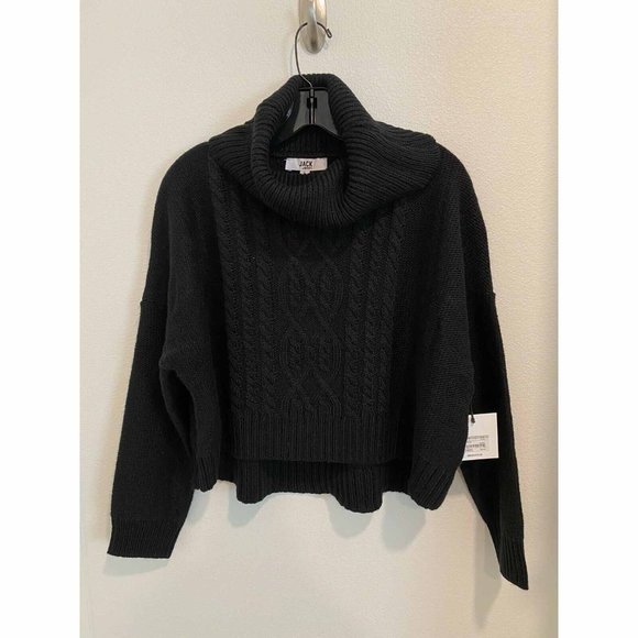 Jack By BB Dakota Say Anything Cable Cowl Neck Sweater Black Size Small - Picture 5 of 6
